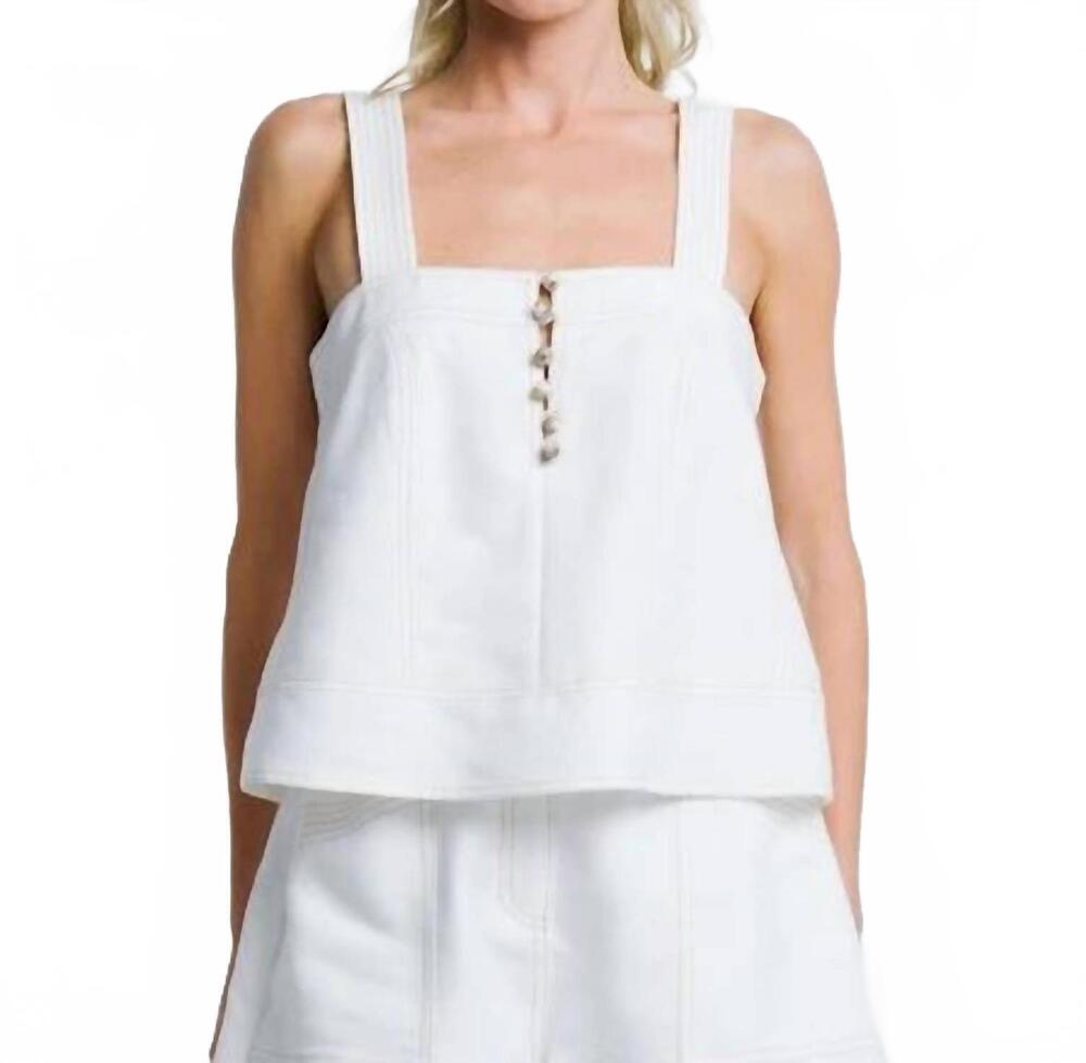 NEW CIEBON women's jaclyn topstitched tank top in white